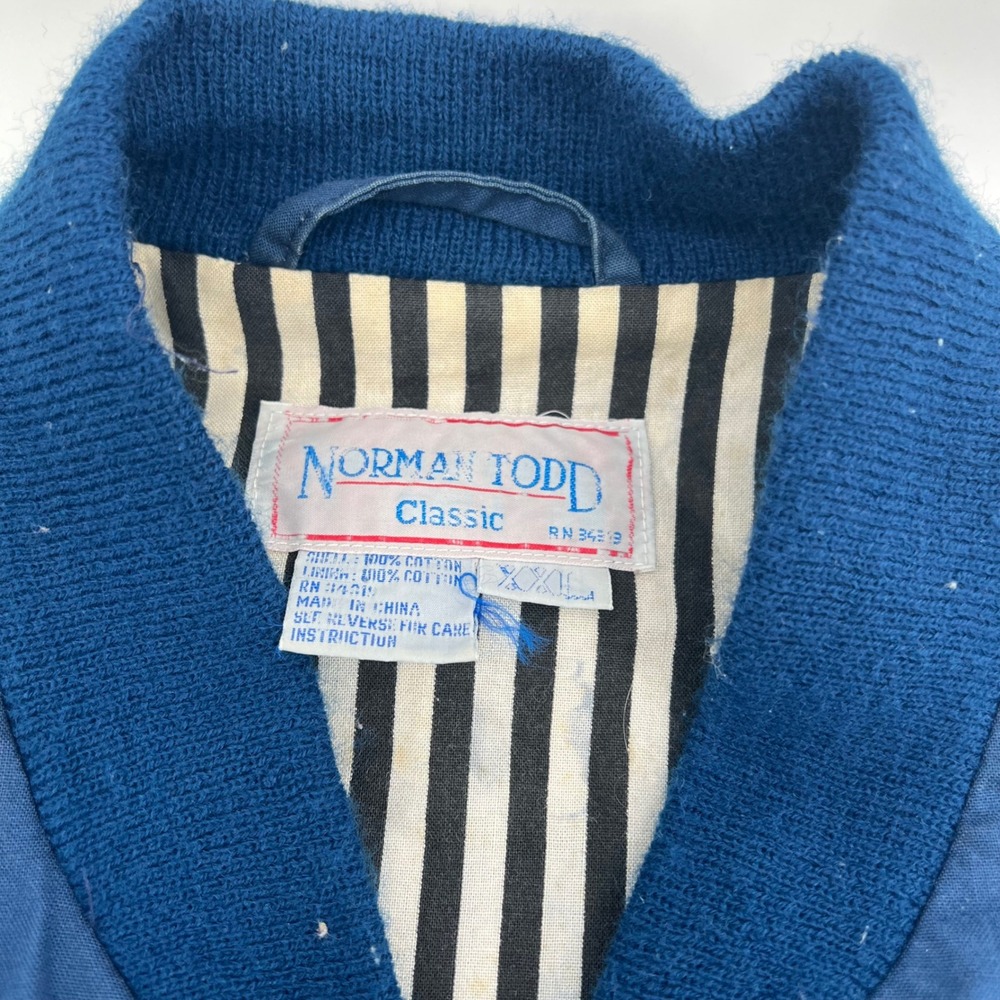 Norman Todd Classic Mens XXL Bomber Jacket EAA‎ Navy Teal Color Block Zip Up - Picture 5 of 9